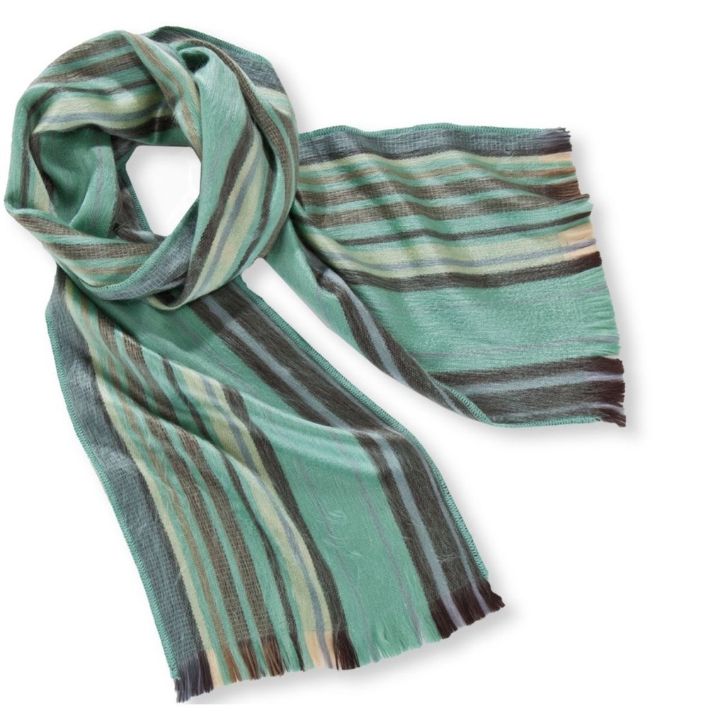 Shupaca Handmade Mint Striped Alpaca Scarf